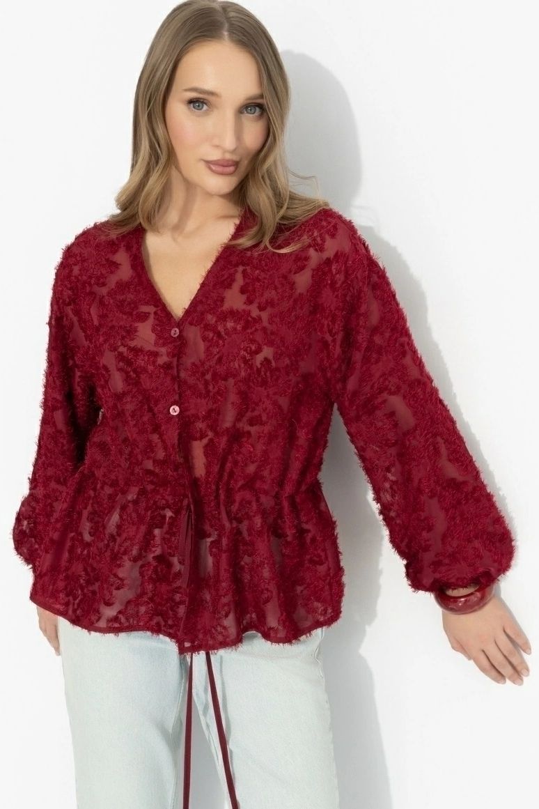 Блуза бордовая из фактурного шифона Charutti