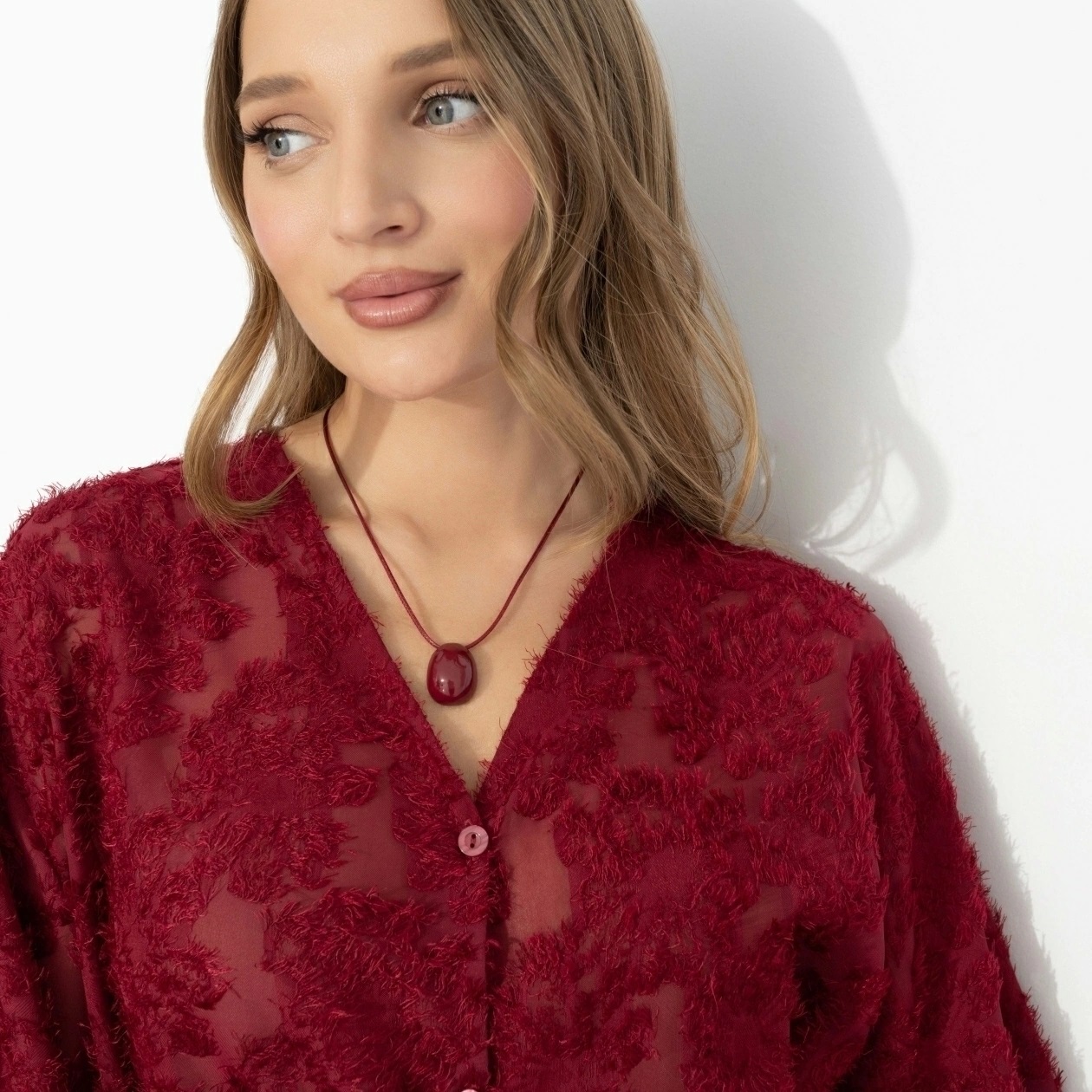 Блуза бордовая из фактурного шифона Charutti(фото4)