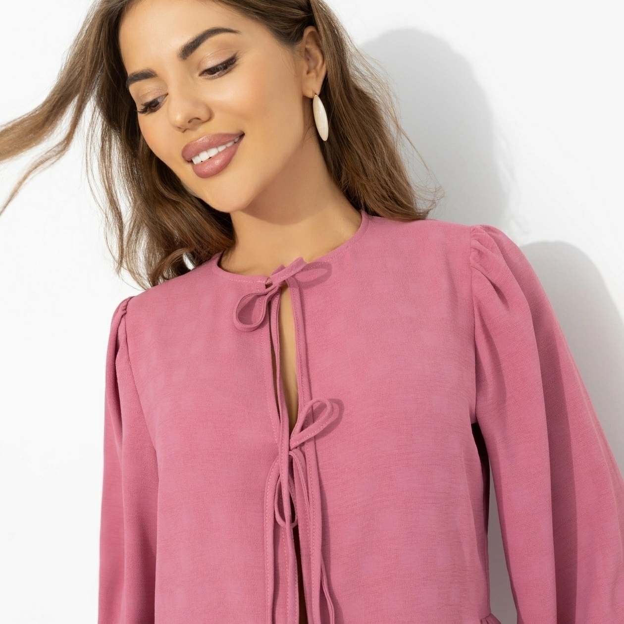 Блузка розовая в стиле бохо Charutti(фото4)