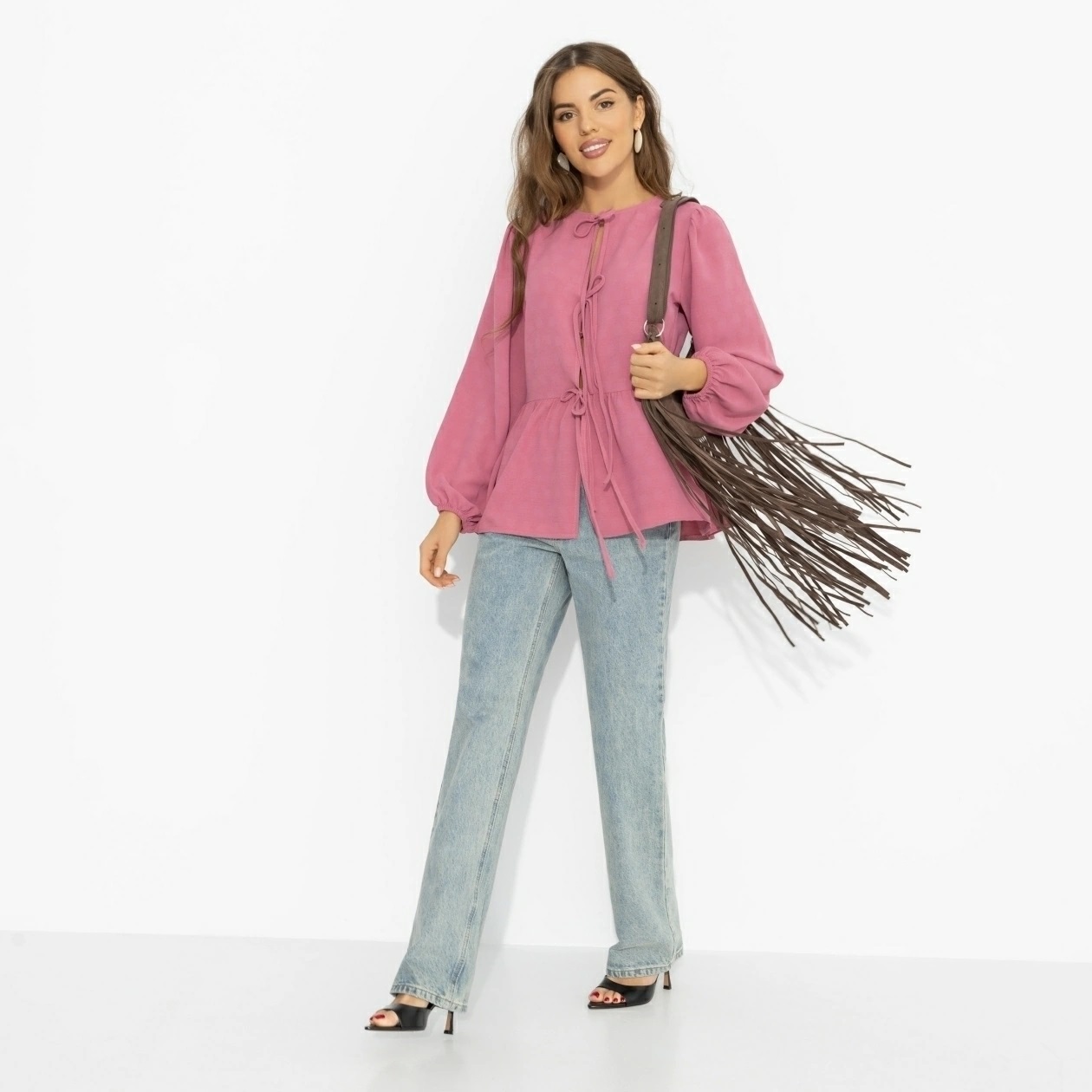 Блузка розовая в стиле бохо Charutti(фото2)