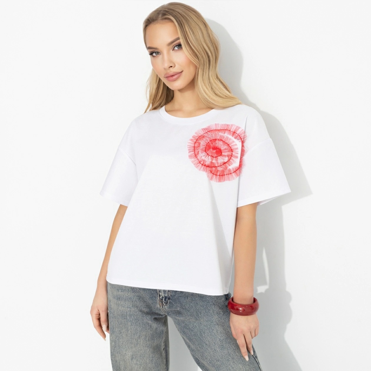 Футболка белая из мягкого хлопка Charutti(фото6)