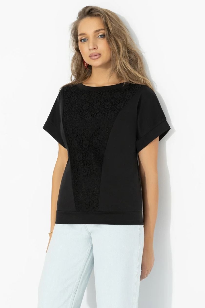 Футболка комбинированная чёрного цвета Charutti