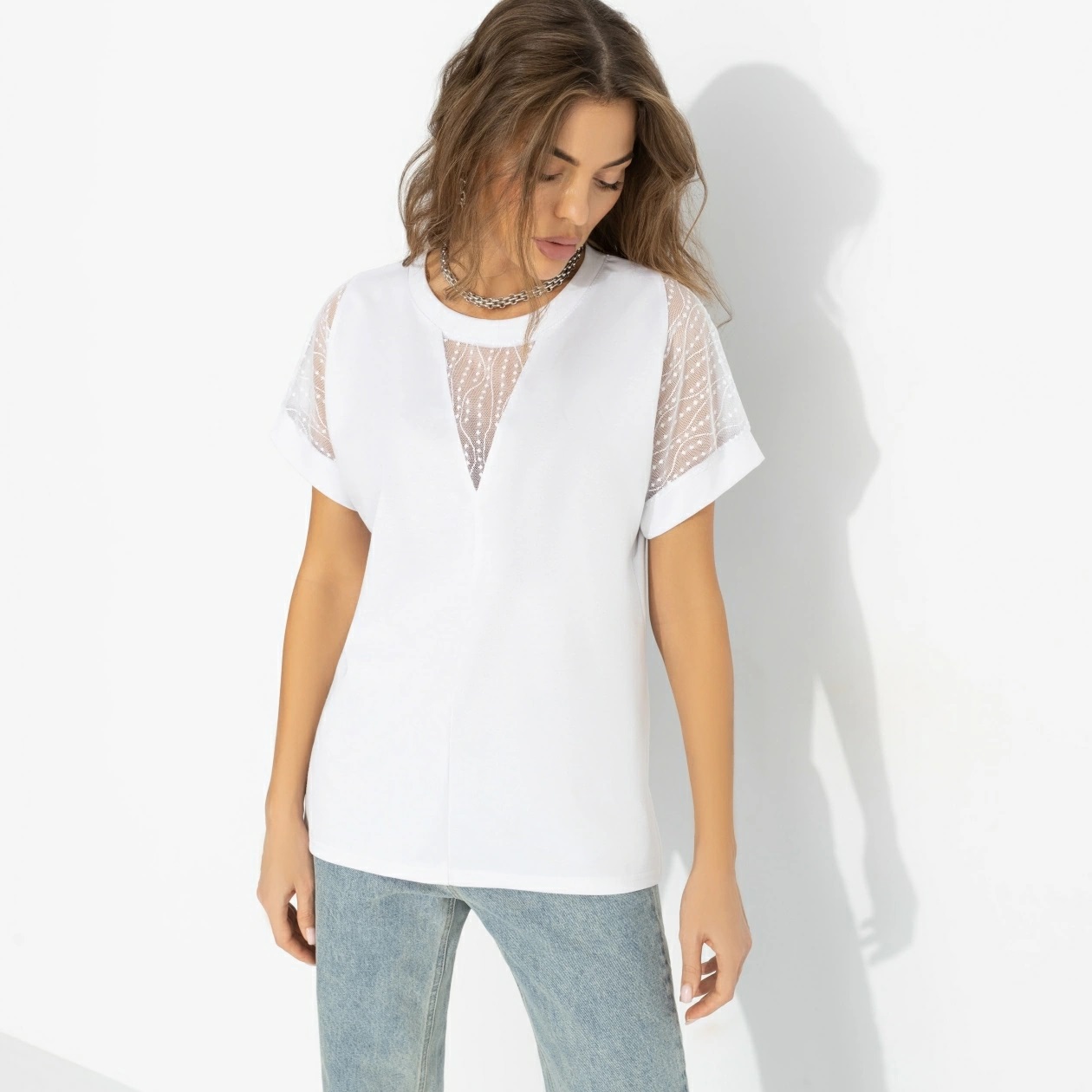 Футболка белая из трикотажа Charutti(фото4)