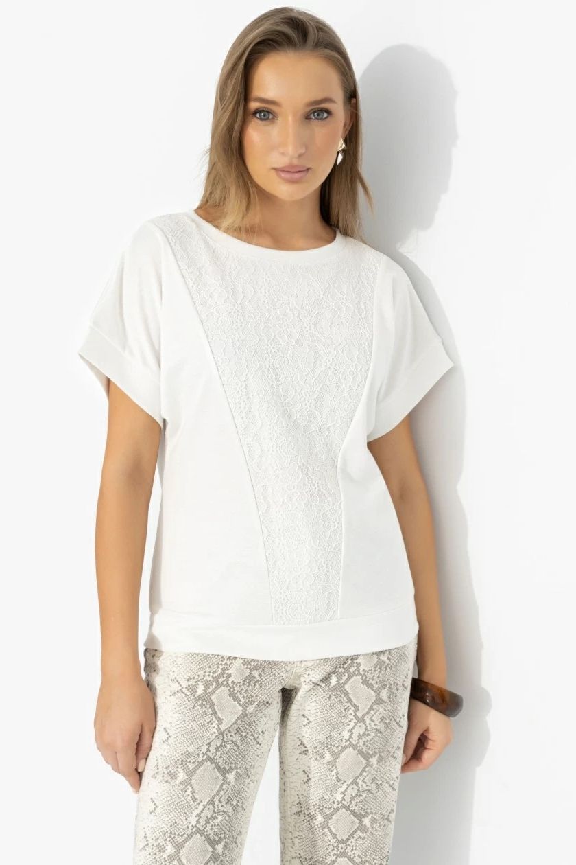 Футболка комбинированная молочного цвета Charutti(фото7)