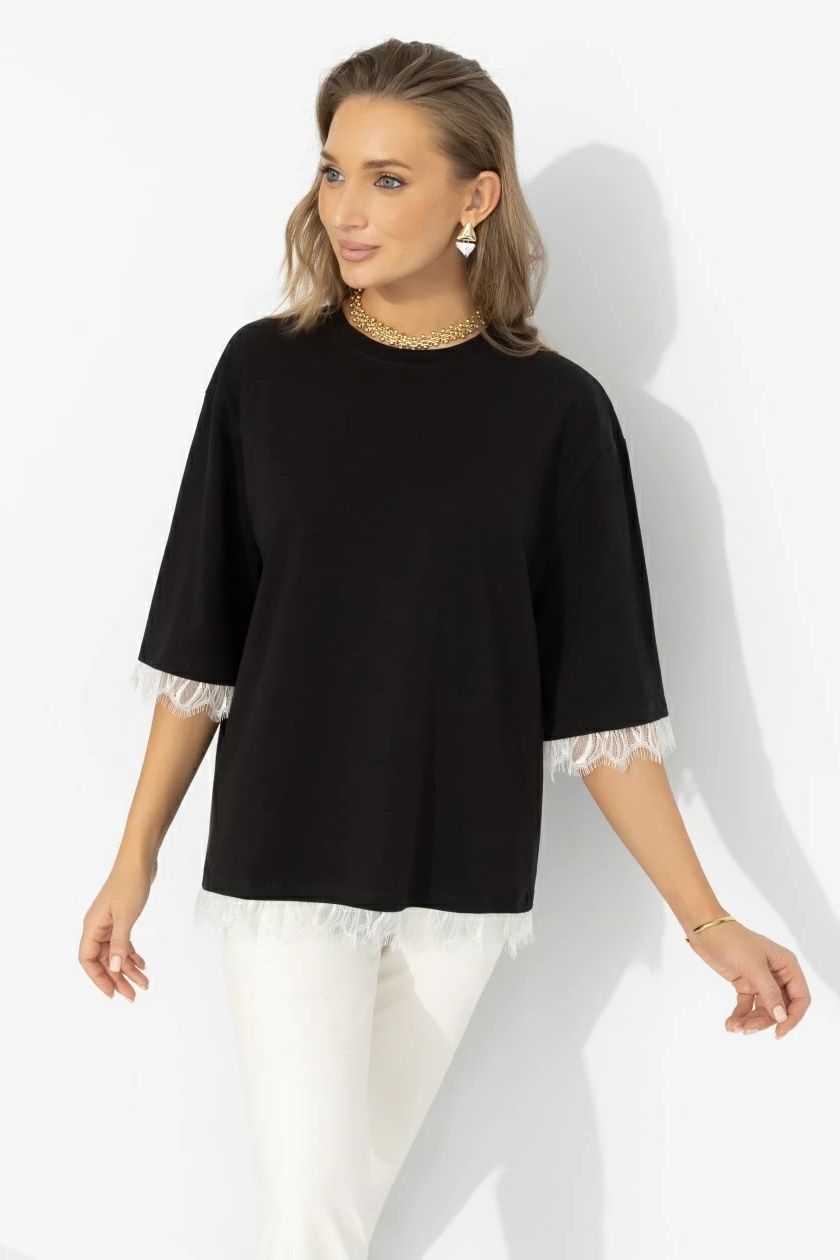 Футболка хлопковая чёрного цвета Charutti(фото7)