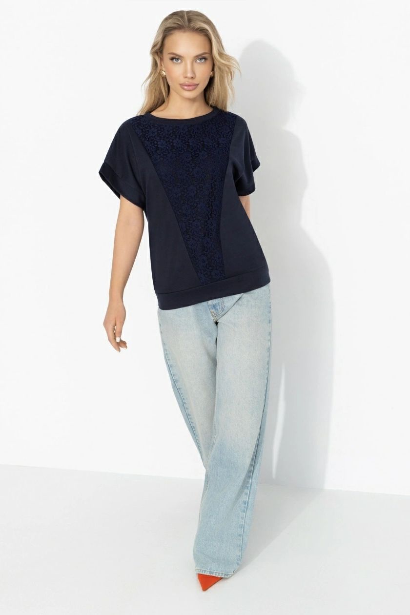 Футболка комбинированная синего цвета Charutti(фото2)