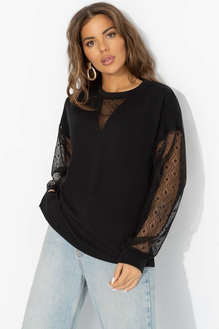 Футболка чёрная с длинным рукавом Charutti(фото6)