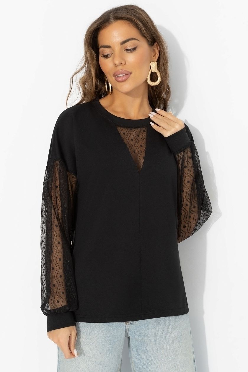 Футболка чёрная с длинным рукавом Charutti(фото4)