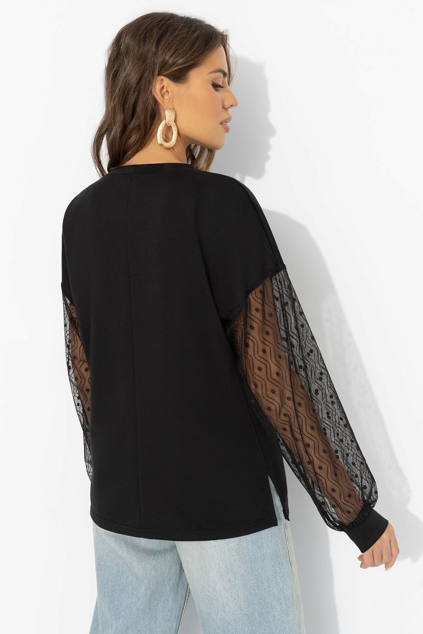 Футболка чёрная с длинным рукавом Charutti(фото5)