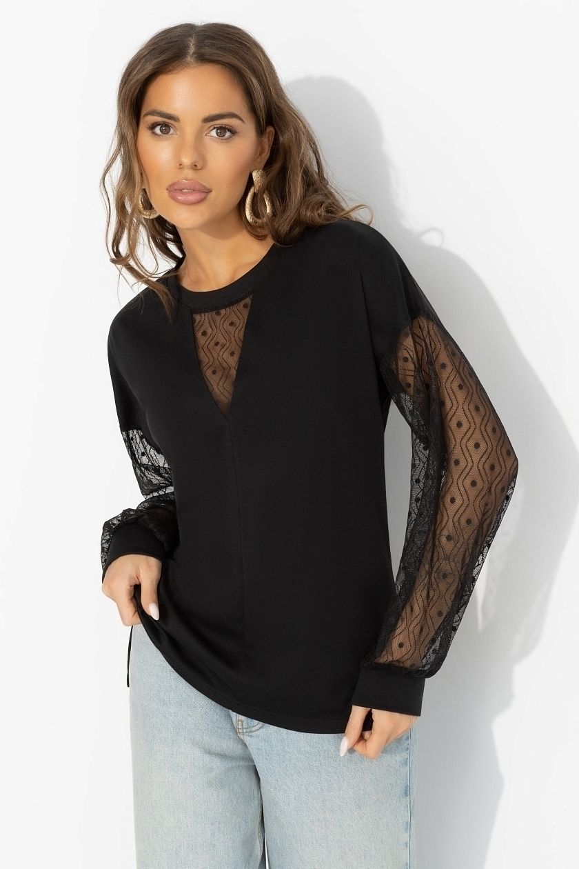 Футболка чёрная с длинным рукавом Charutti