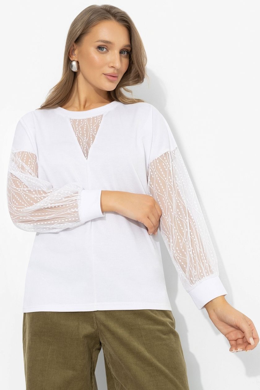 Футболка белая с длинным рукавом Charutti(фото3)