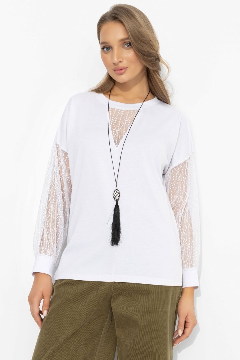 Футболка белая с длинным рукавом Charutti(фото6)