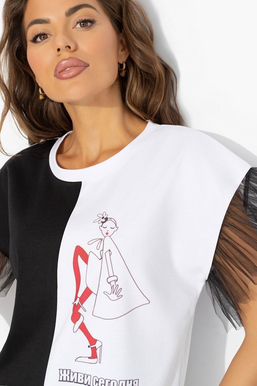 Футболка трикотажная с рукавами из фатина Charutti(фото4)