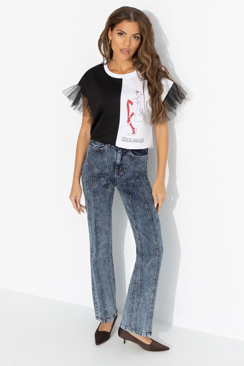 Футболка трикотажная с рукавами из фатина Charutti(фото2)