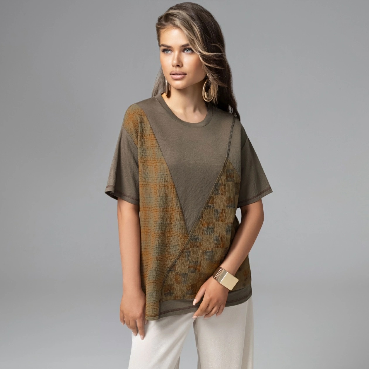 Футболка трикотажная коричневая свободной посадки Charutti(фото8)