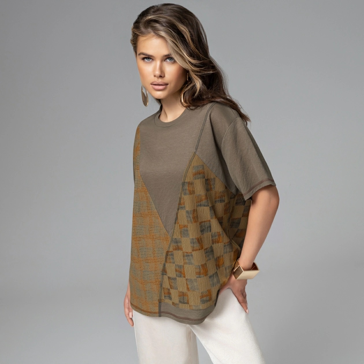 Футболка трикотажная коричневая свободной посадки Charutti(фото5)