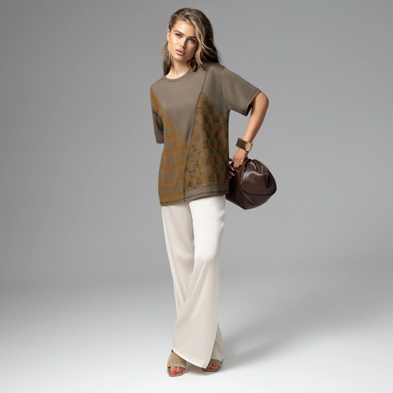 Футболка трикотажная коричневая свободной посадки Charutti(фото2)