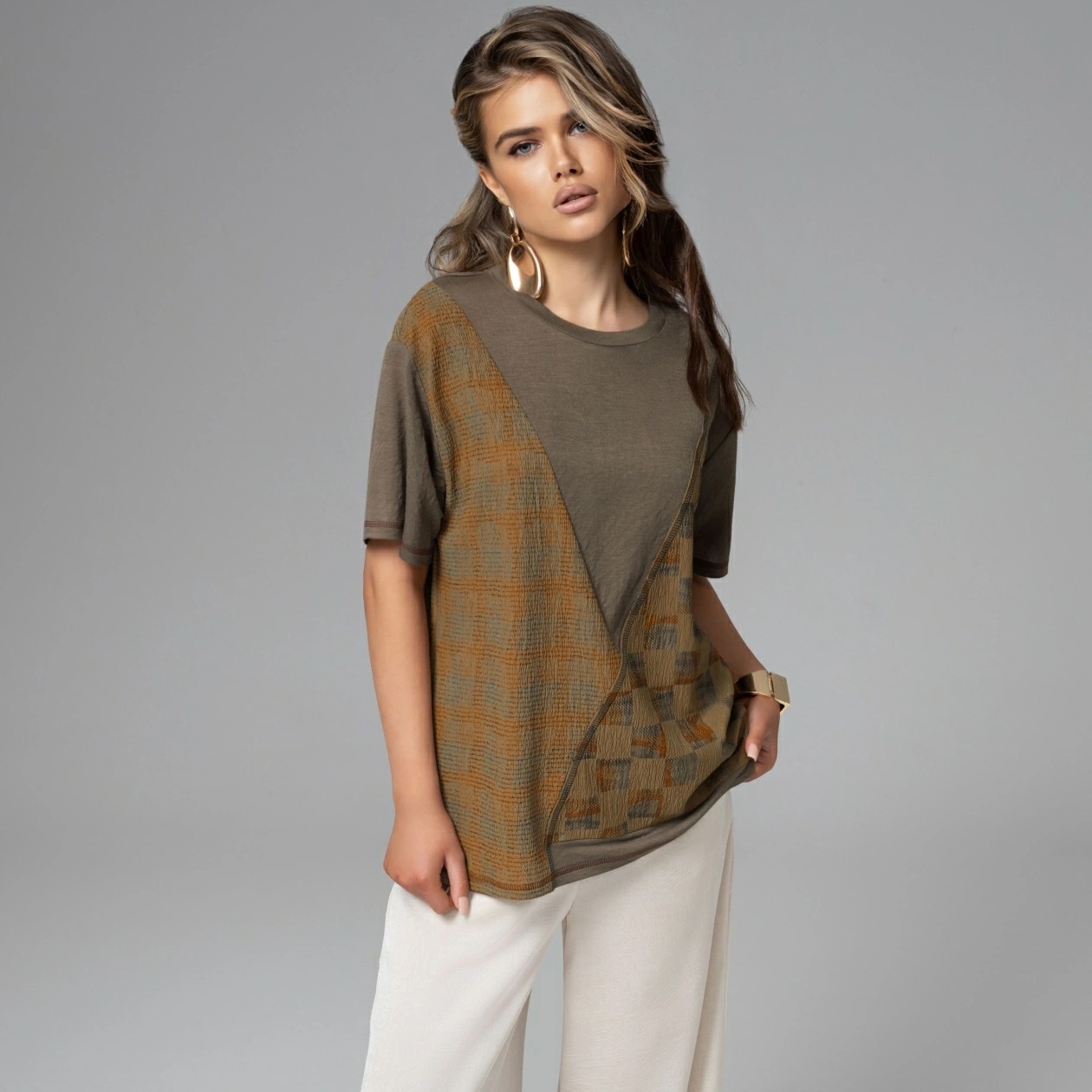 Футболка трикотажная коричневая свободной посадки Charutti(фото6)