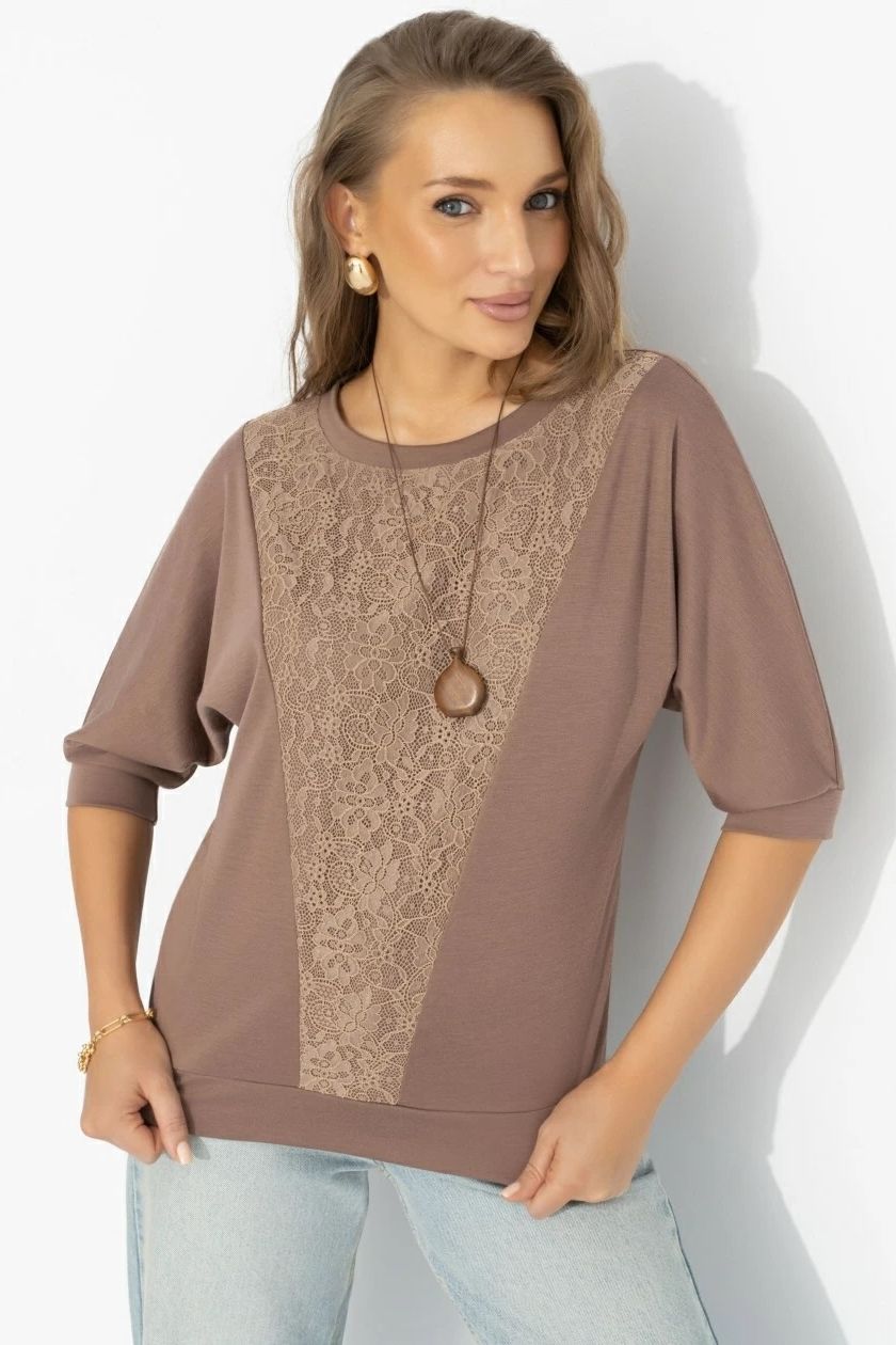 Футболка комбинированная коричневого цвета Charutti