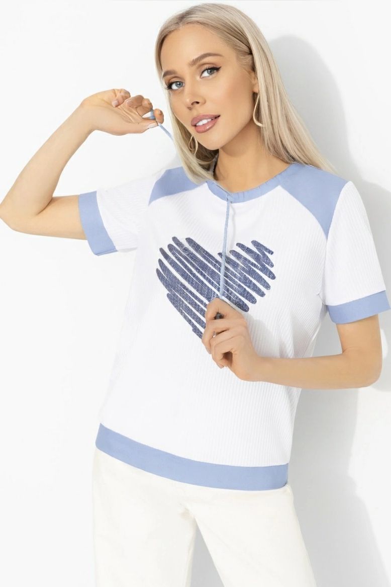 Футболка трикотажная белая с оригинальным принтом Charutti