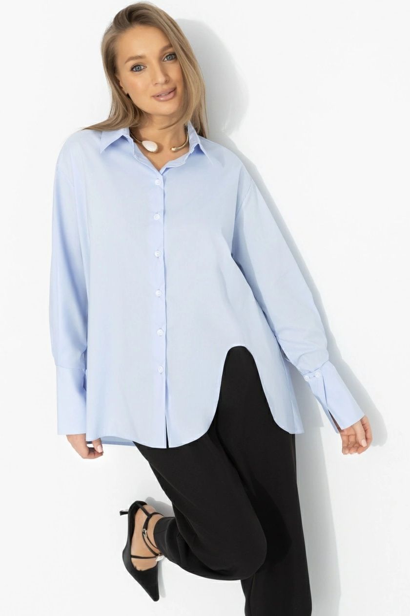 Рубашка голубая асимметричного кроя Charutti(фото3)