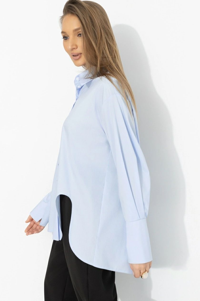 Рубашка голубая асимметричного кроя Charutti(фото5)