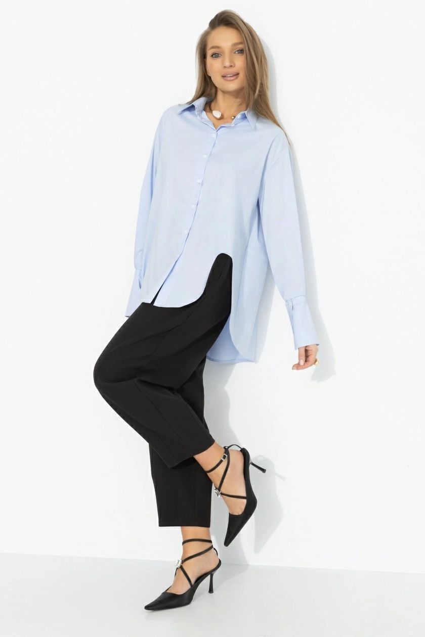 Рубашка голубая асимметричного кроя Charutti(фото2)