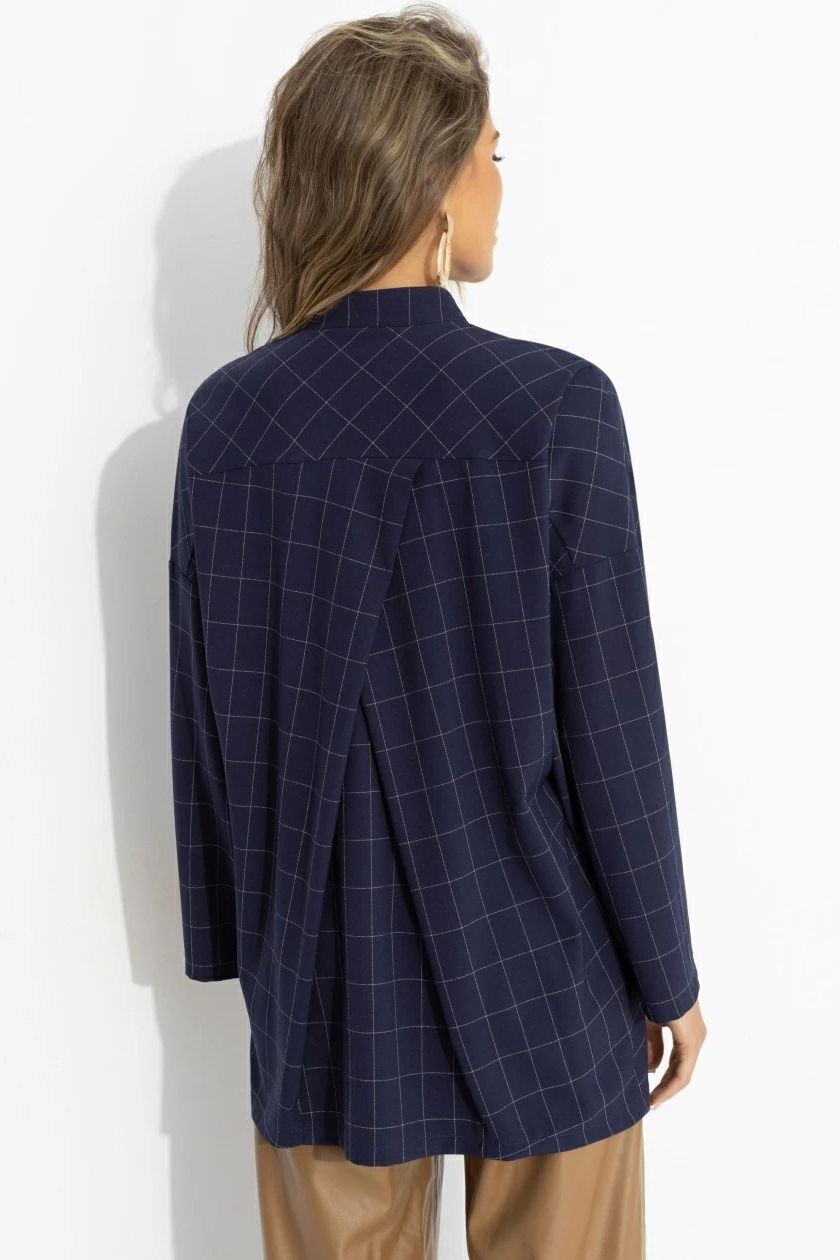 Рубашка синяя в клетку для офиса и жизни Charutti(фото5)