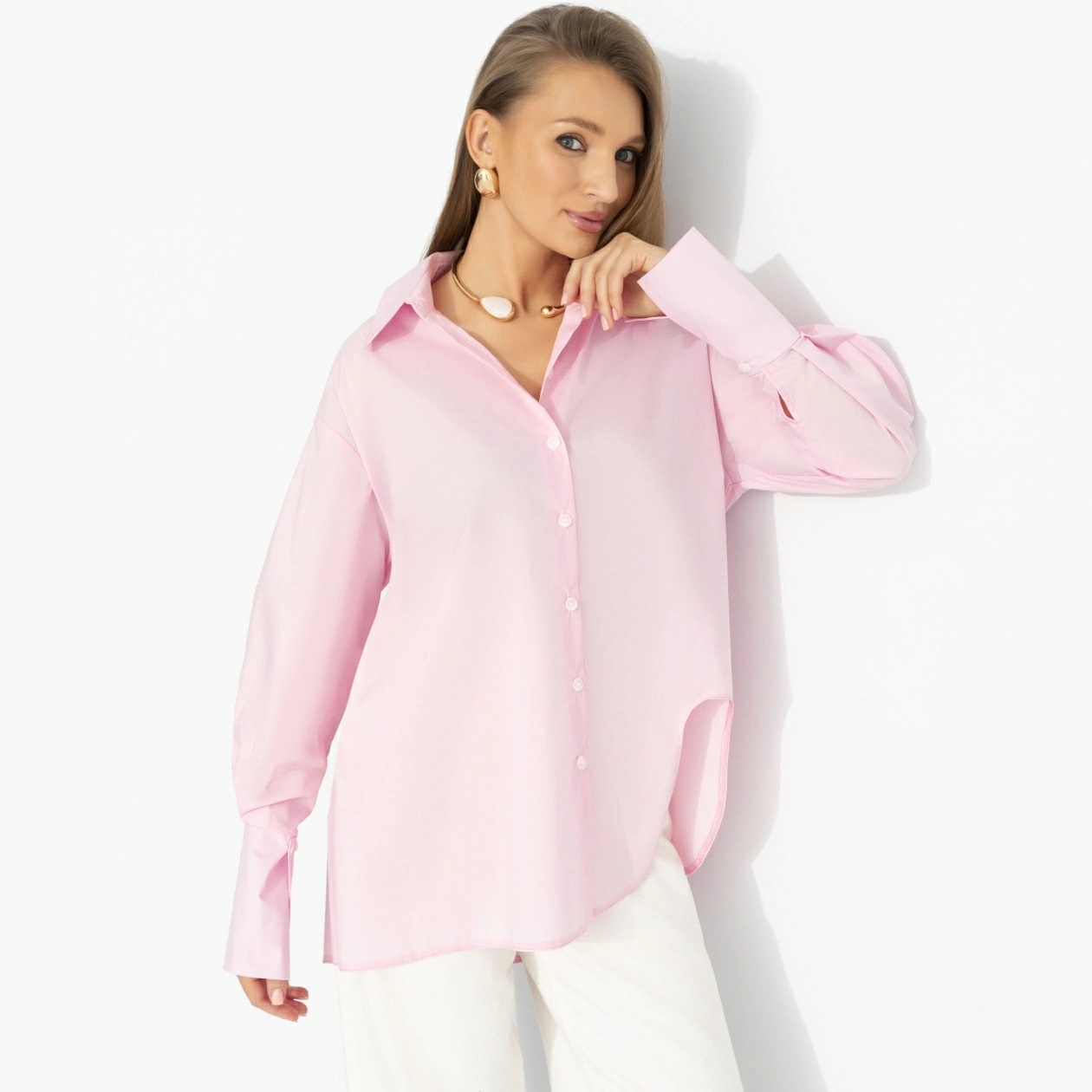 Рубашка розовая асимметричного кроя Charutti(фото3)