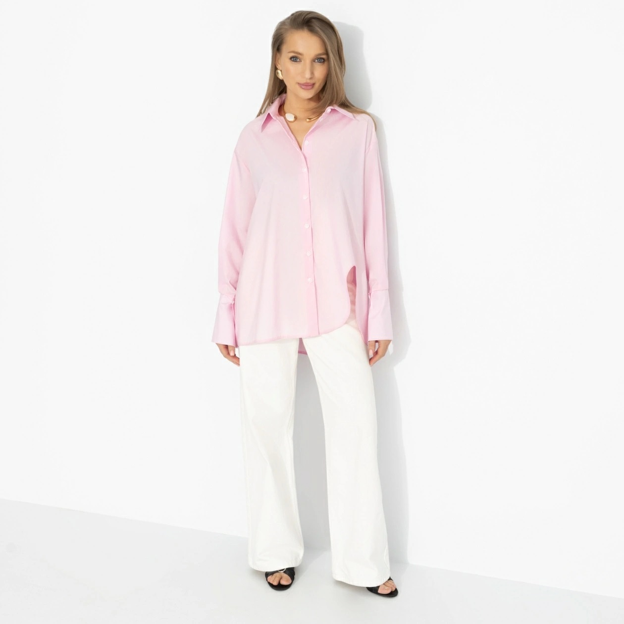 Рубашка розовая асимметричного кроя Charutti(фото2)