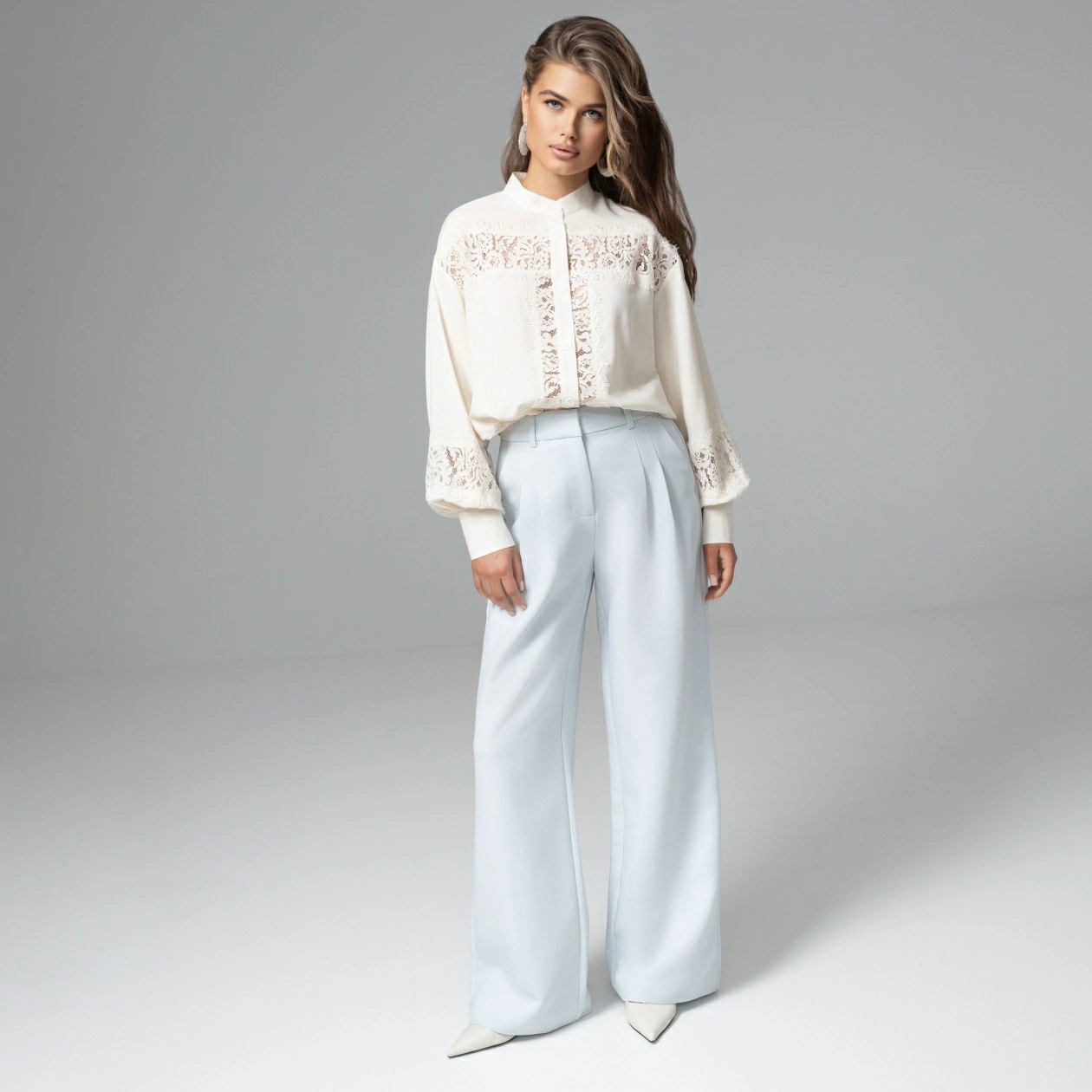 Рубашка белая с кружевом Charutti(фото2)