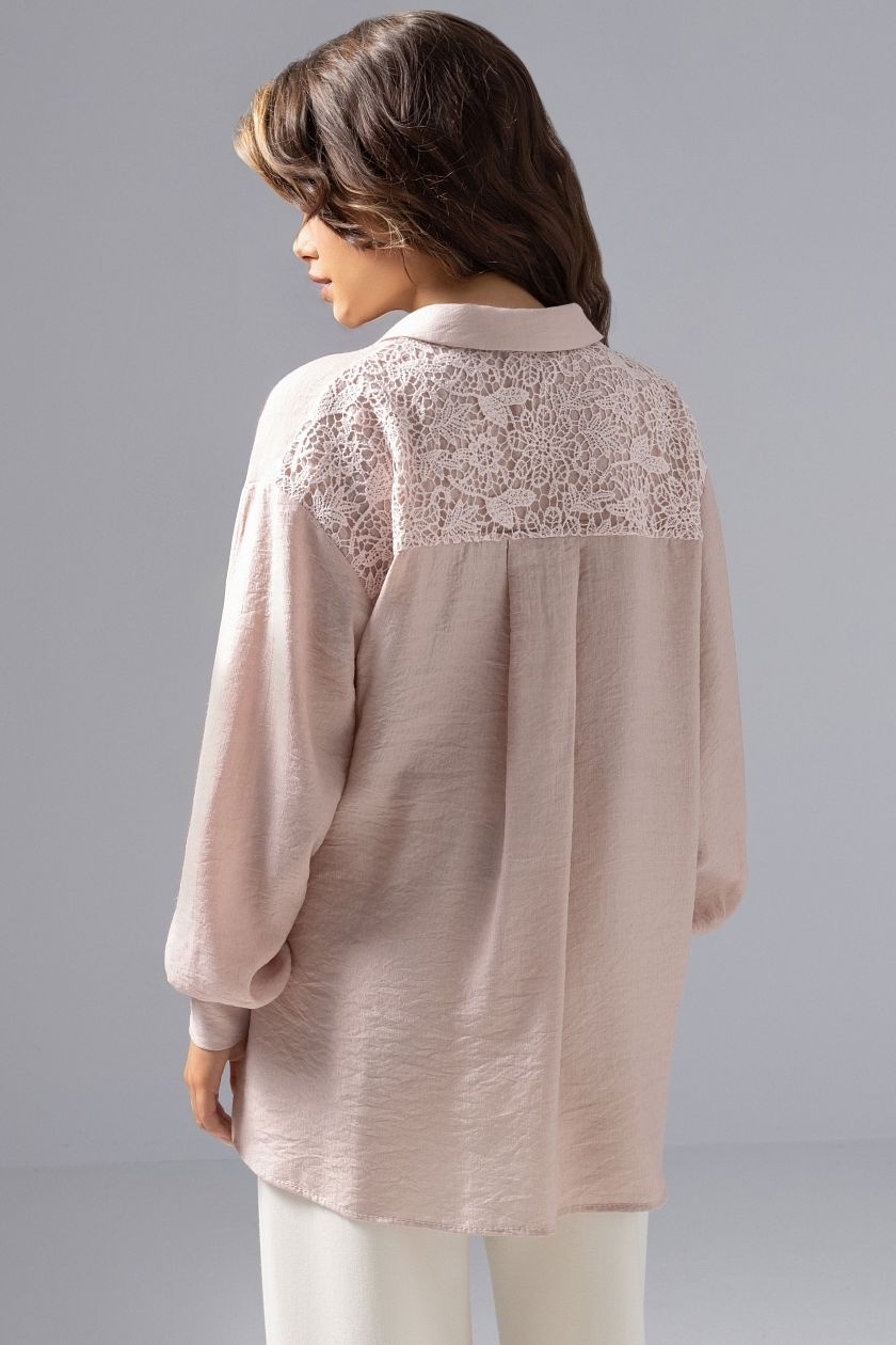 Рубашка розовая комбинированный с кружевом Charutti(фото7)