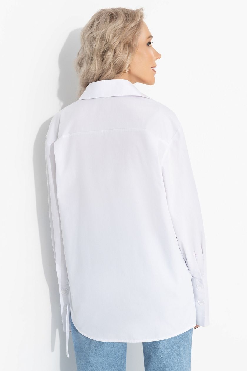 Рубашка белая на запах из хлопка Charutti(фото5)