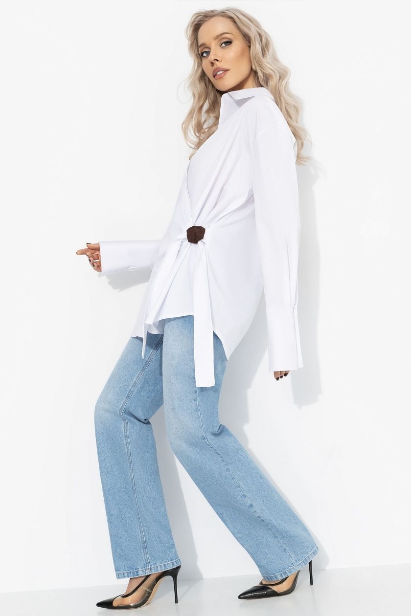 Рубашка белая на запах из хлопка Charutti(фото2)