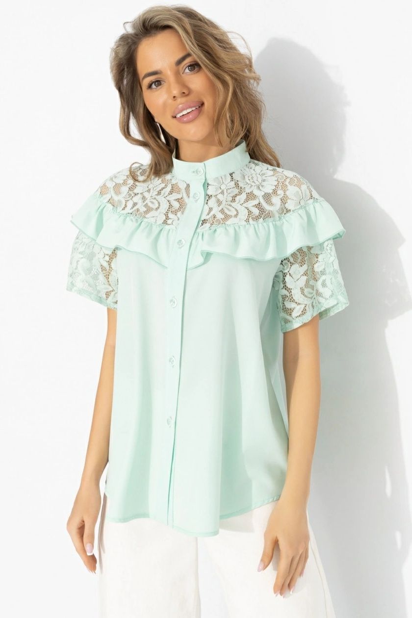 Рубашка нарядная мятного цвета Charutti(фото3)