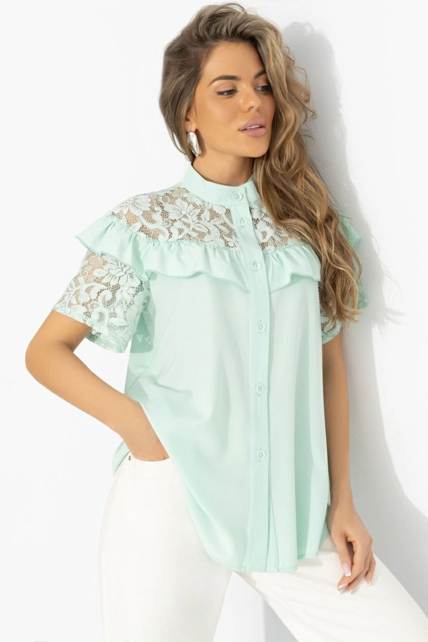 Рубашка нарядная мятного цвета Charutti(фото4)