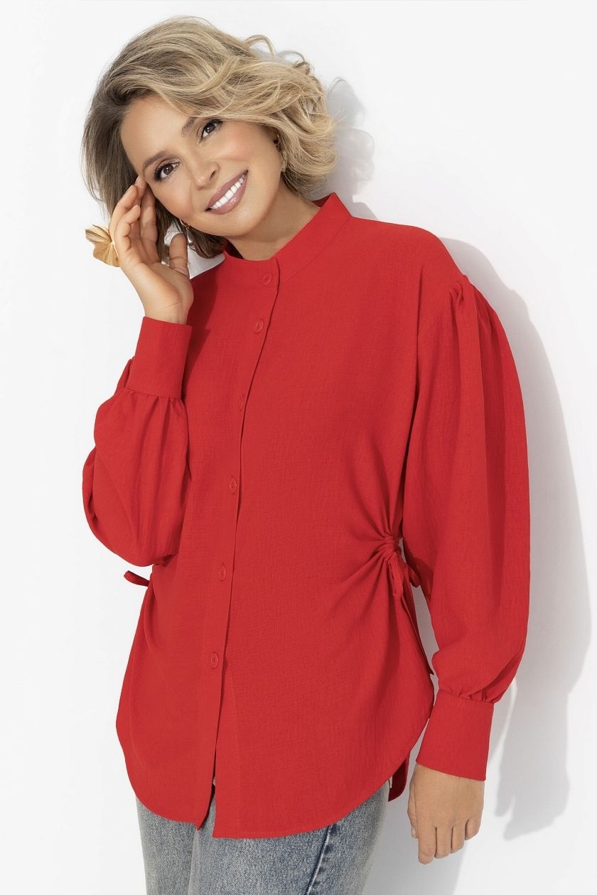 Рубашка красная с акцентной спинкой и сборками Charutti(фото4)