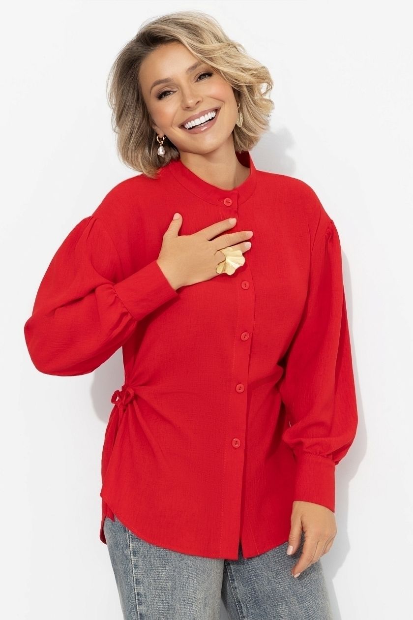 Рубашка красная с акцентной спинкой и сборками Charutti(фото2)