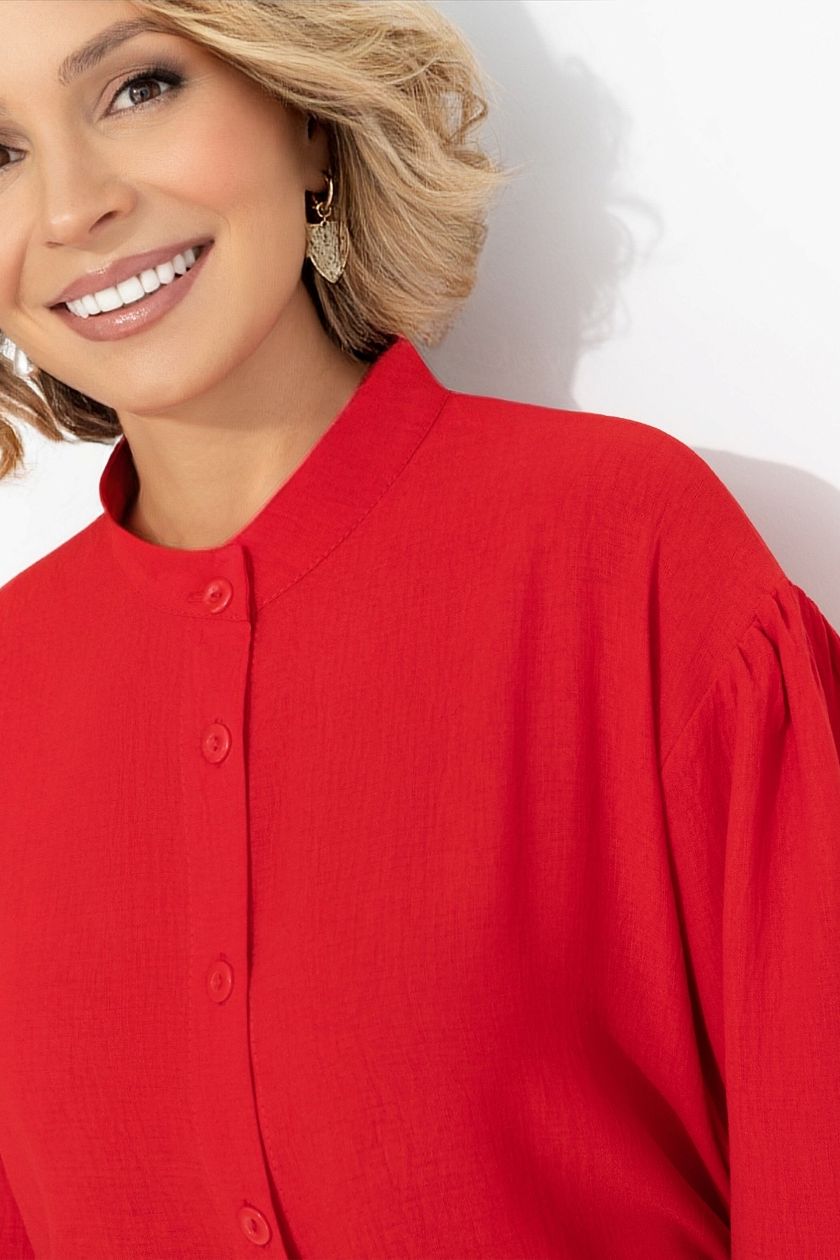 Рубашка красная с акцентной спинкой и сборками Charutti(фото3)