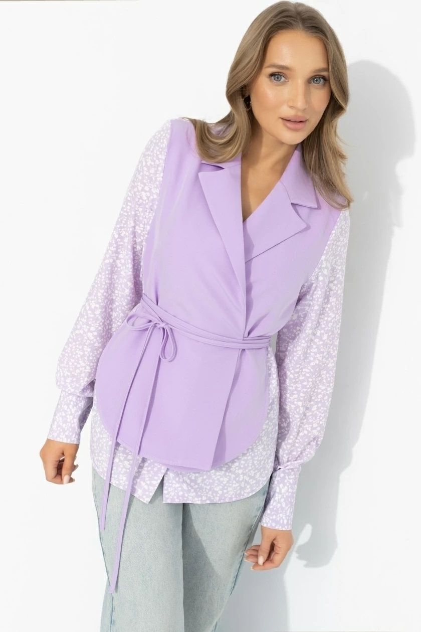 Рубашка сиреневая с имитацией многослойности Charutti(фото6)