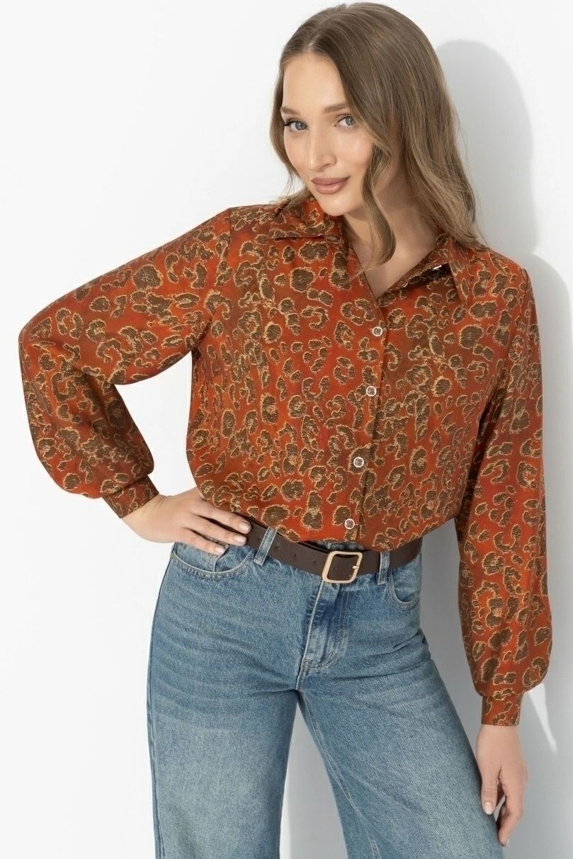 Рубашка оранжевая с леопардовым принтом Charutti