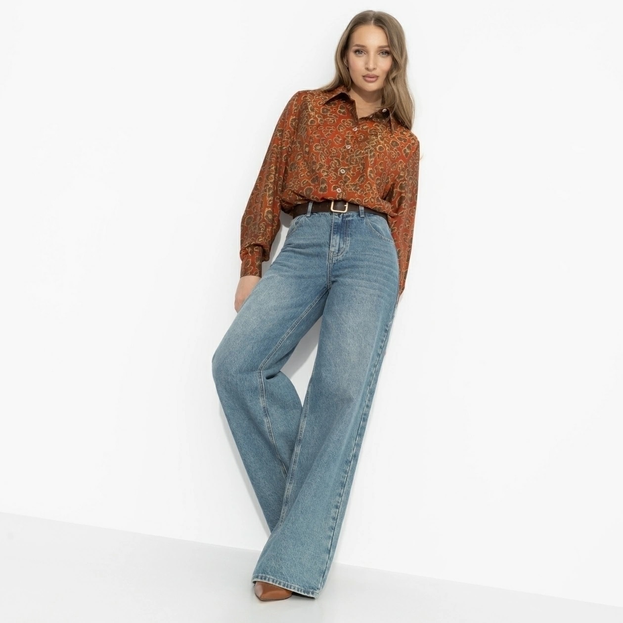 Рубашка оранжевая с леопардовым принтом Charutti(фото2)