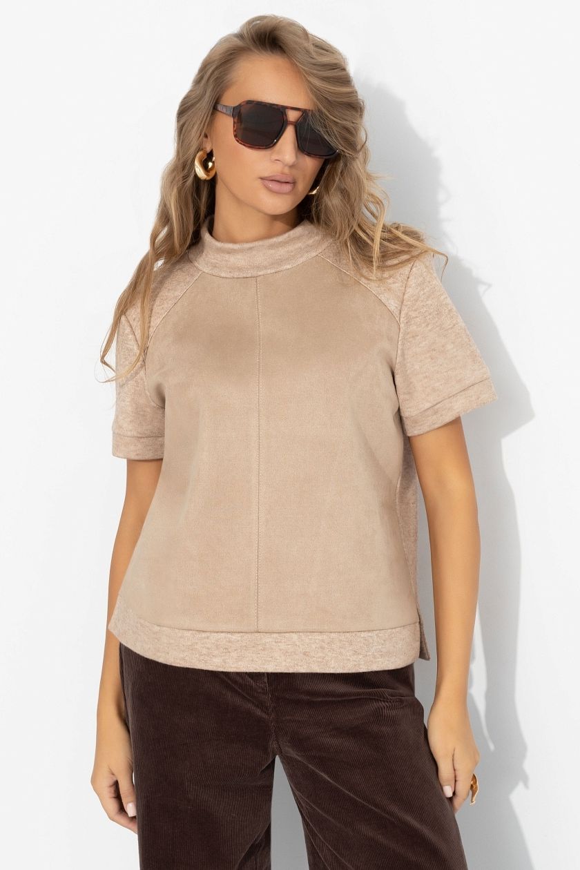 Водолазка бежевая из экозамши Charutti