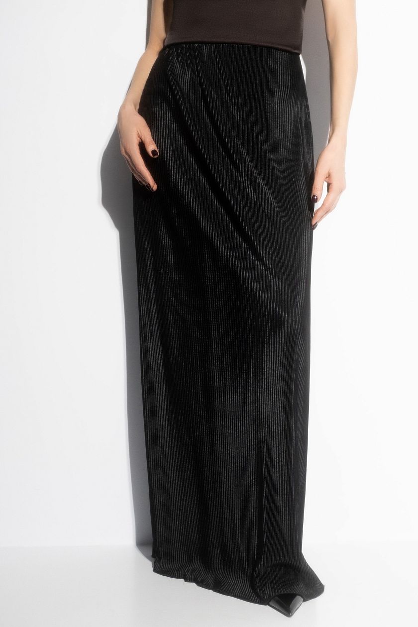 Юбки-макси чёрная из струящегося трикотажа гофре Charutti(фото4)