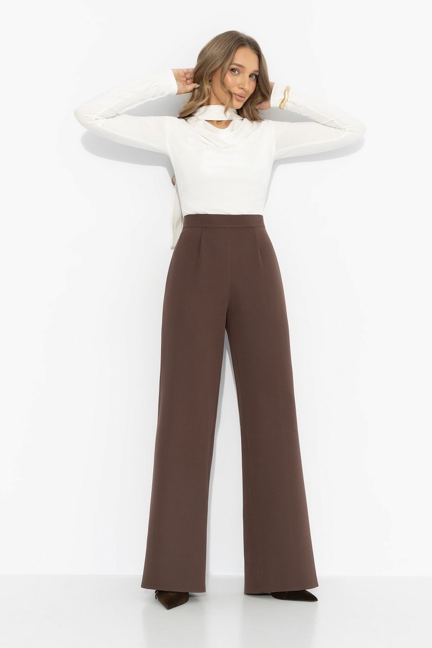 Брюки шоколадного цвета с защипами Charutti(фото4)