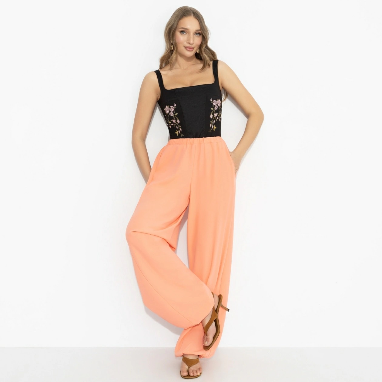 Брюки‑алладины кораллового цвета Charutti(фото4)