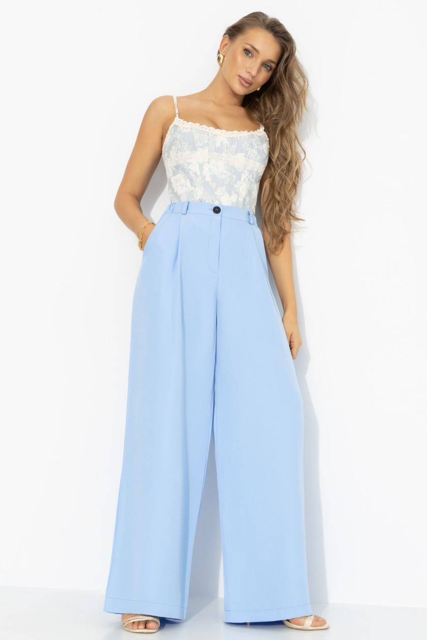 Брюки-палаццо с карманами в голубом цвете Charutti(фото3)