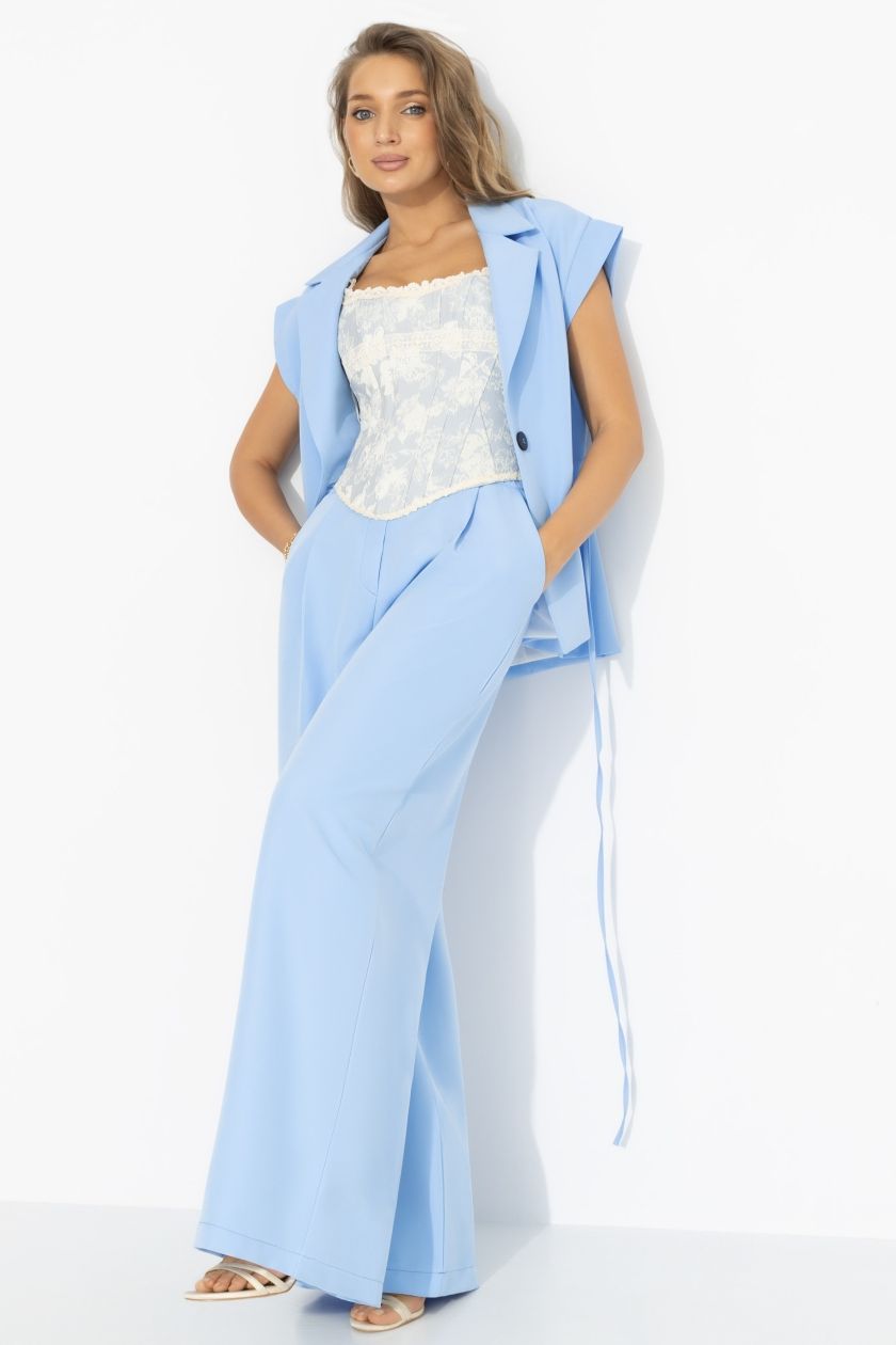 Брюки-палаццо с карманами в голубом цвете Charutti