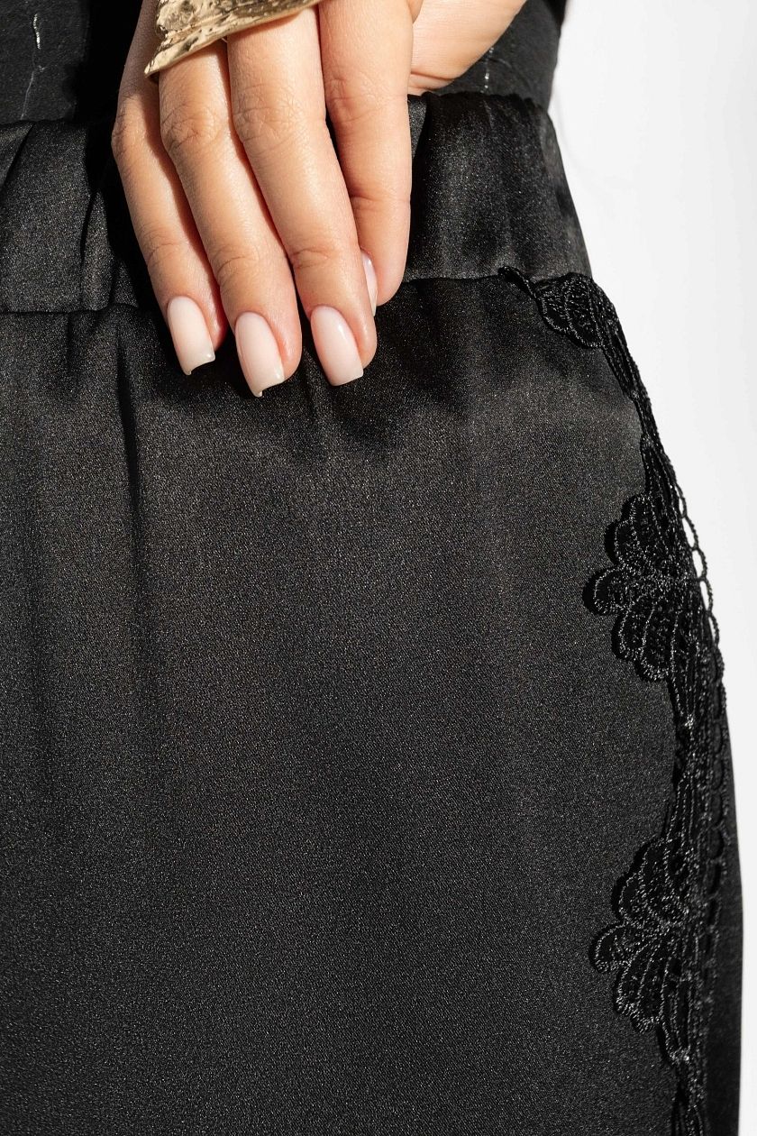 Брюки чёрные с кружевными лампасами Charutti(фото3)