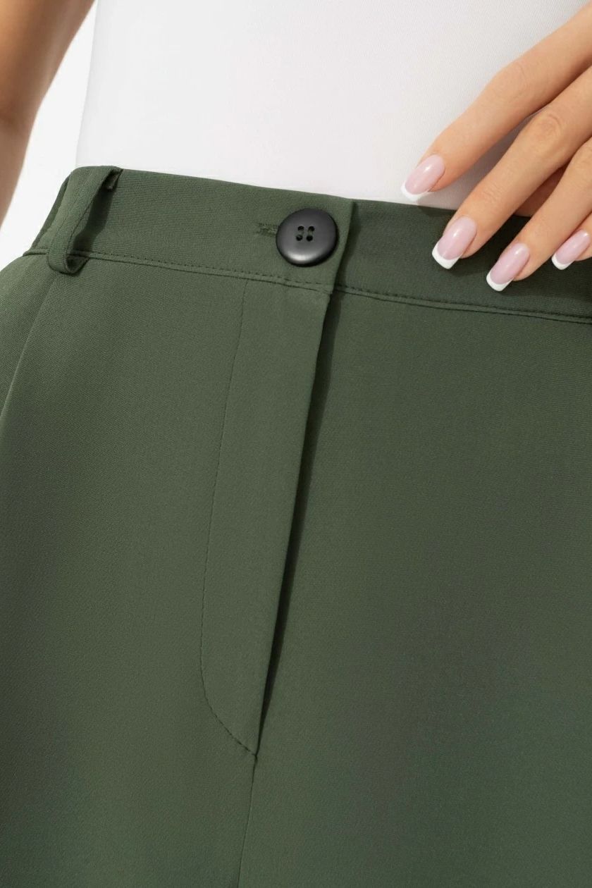 Брюки-палаццо с карманами в цвете хаки Charutti(фото4)